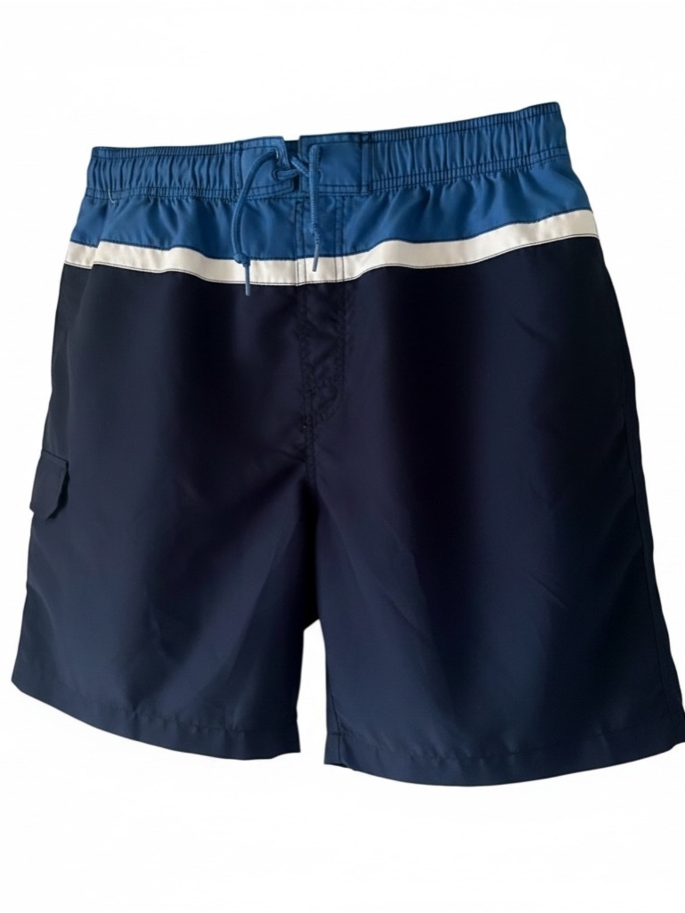 Islander Men's Navy and Blue & White Swim Trunks with Contrast Stripe